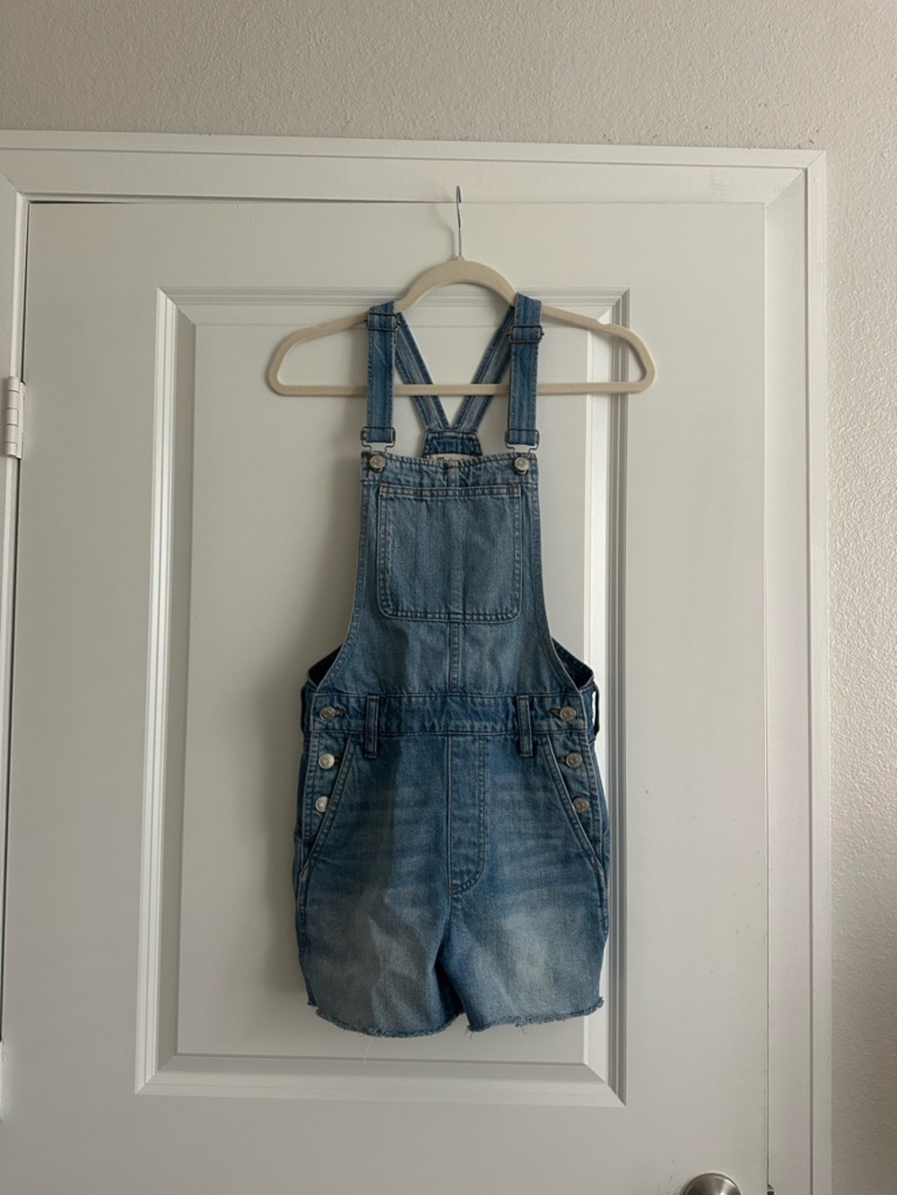 Madewell Light Blue Denim Short Overalls